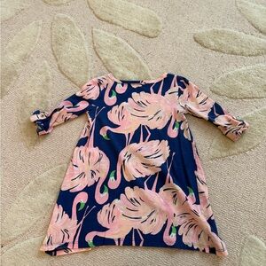 Lilly Pulitzer Navy Dress with Pink Flamingo Print
